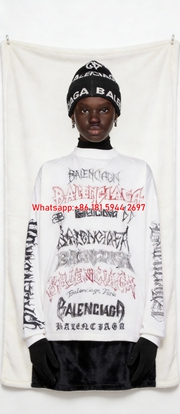 Balenciaga Multi-Logo Graffiti Print Fleece Throw Blanket for Sofa BA426